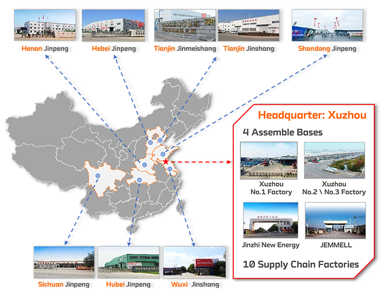 Карта производственных баз ЦзиньПэн